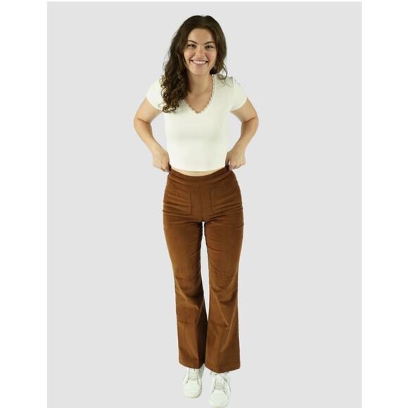 Self Esteem trousers Juniors Women’s 26” medium Corduroy Brown Flared Pants nwt - Picture 9 of 10